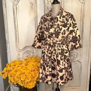 CottageCore Victorian Edwardian FairyCore Black and Tan Floral Dress Coat